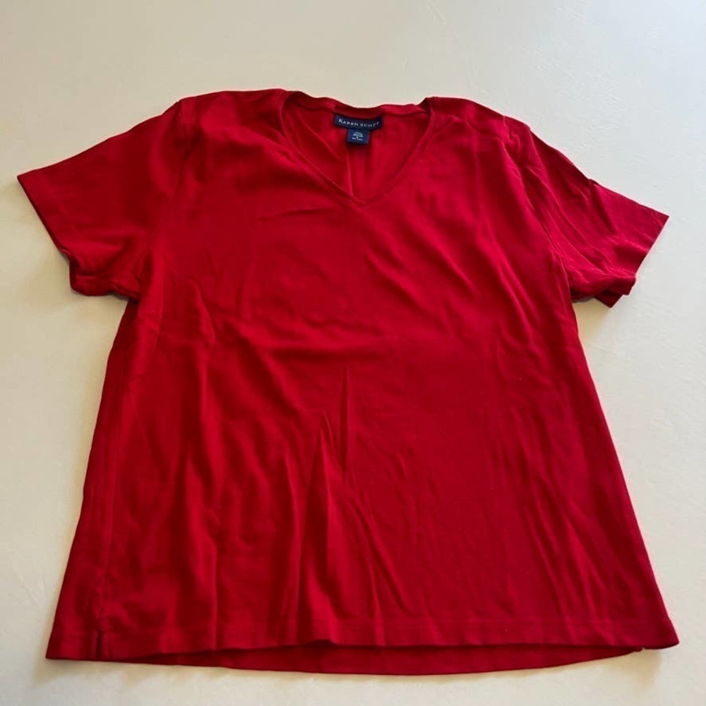 KAREN Scott V-neck casual cotton top L